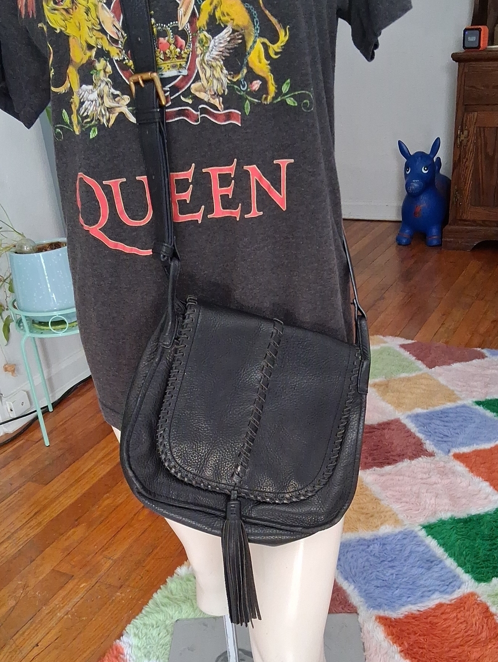 Hobo Pebbled Leather Crossbody Bag w/ Tassel